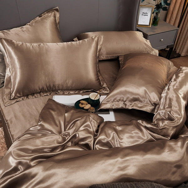 Satin Bedding Set - Old Gold