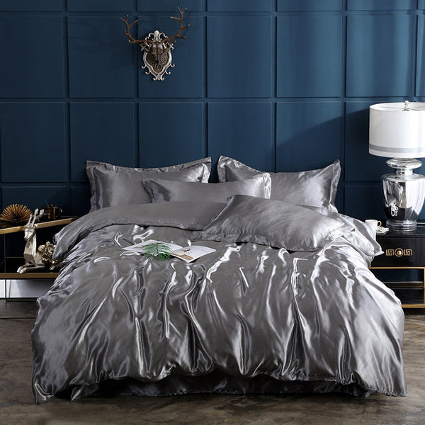 Satin Bedding Set - Silver