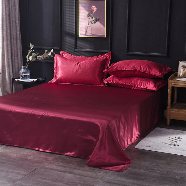 Satin Flat Sheet or Pillowcases - Various Colours